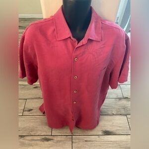 Men’s used Caribbean Hawaii style red button front shirt size XL